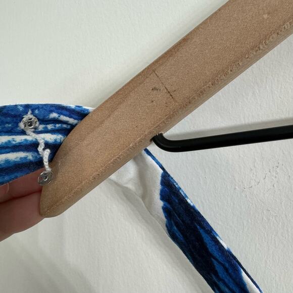 Jones New York Signature Stretch Blue White Tropical Palm Leaf Dress Size 4 - Picture 7 of 7